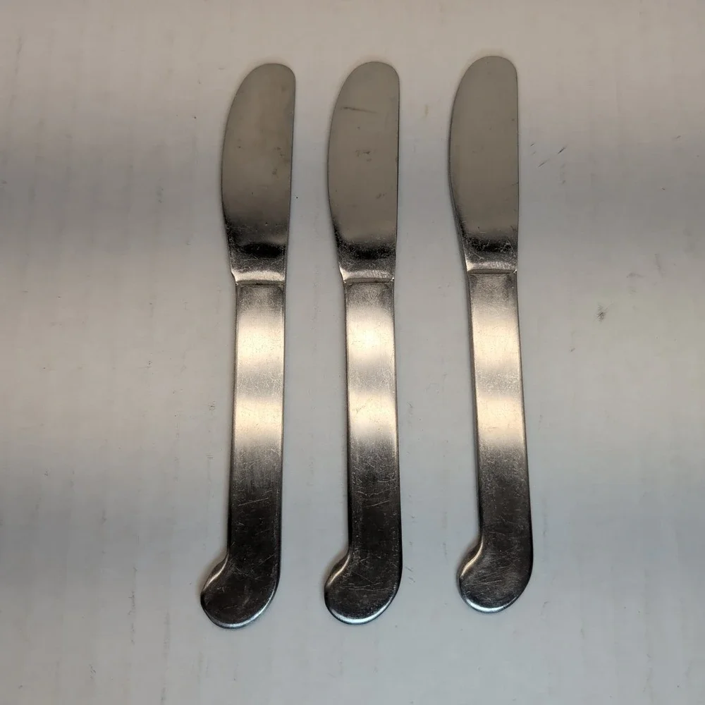 Knobler Stainless Japan Butter Spreader Set of 3 Pistol Grip Handle Silver 5.75